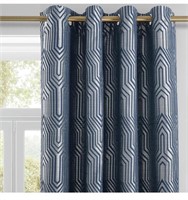 Indigo Blue and Silvery Blackout jacquard curtains