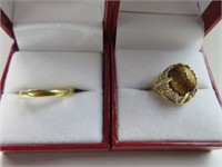 14KT YELLOW GOLD RING & YELLOW GOLD BAND / RING