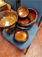 Set of 7 wood bowls