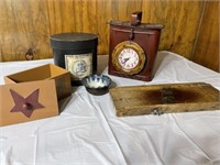 Clock, Stackable Boxes, Vintage Slicer