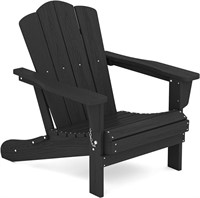 N1096 All-Weather Folding Adirondack Chair,Black