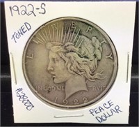 OF) 1923-S TONED PEACE DOLLAR, BEAUTIFUL COIN,