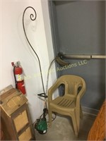 Unique shepherds hook, weed eater & chairs