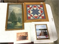Lot of 4 framed art pieces