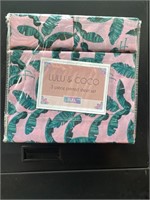 New Lulu & Coco 3pc Full Size Palm Sheet Set