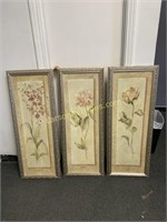 Three framed Floral prints 39x15