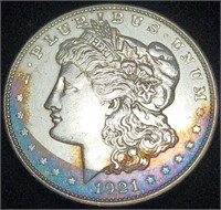 1921-D Morgan Dollar - High Grade Rainbow Toner