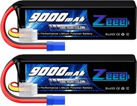Zeee 4S Lipo Battery 9000mAh  EC5 Conn.  2 Pack