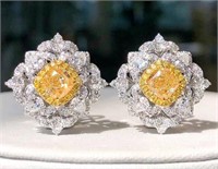 2cts Natural Yellow Diamond 18Kt Gold Earrings