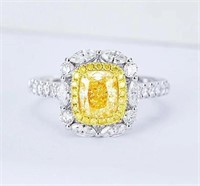1ct Natural Yellow Diamond 18Kt Gold Ring