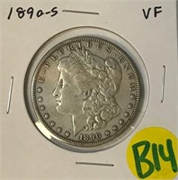 S - 1890-S MORGAN SILVER DOLLAR (B14)