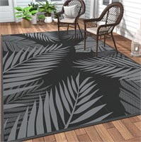 FM3557  GENIMO Outdoor Rug 9' x 12', Black&Grey