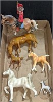 Box of Horses & Colts, Ceramic Horse w/Rider