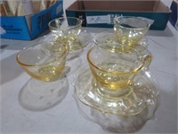 7 PC LANCASTER YELLOW JUBILEE CUPS/SAUCERS