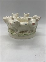 Vintage Ring Of Friendship Ceramic Pigs Planter,