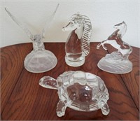 4 Vintage Glass Animal Figurines