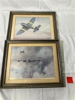 2 Framed Military Plane Artwork by Robin Smith '86