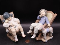 Pair Lladro "Sleeping Little Ones" Porc. Figurines