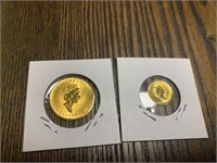 1996 $20 1/2oz gold coin, 2000 $5 1/10oz gold coin