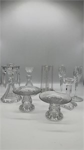 Glass/Crystal mantle lusters candlesticks w/