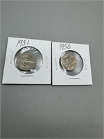 1950, 1951 Silver Foreign Coins