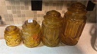 Set of 4 Amber Kitchen Jars