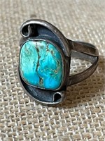 Sterling Silver & Turquoise Nugget Southwest Ring