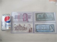 2 billets de 5$ Canadiens (1937 et 1954) + 2