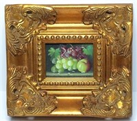 Small Fruit Painting on Board in Ornate