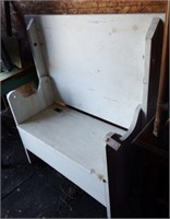 Painted white hinged top Pine table/bench