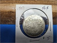 1951 50 CENT COIN SILVER