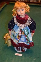 Christmas Porcelain Doll with Gift