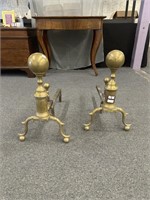 Pair of brass fireplace andirons