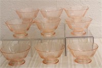 (9) PINK DEPRESSION GLASS  SHERBETS