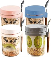 4 PACK OVERNIGHT OATS REUSABLE JARS WITH LIDS