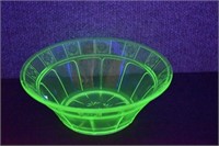 Jeannette Doric Uranium Glass Serving Bowl