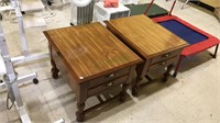 Pair of Broyhill one drawer end tables with a