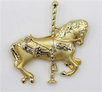 VINTAGE CAROUSEL HORSE & SADDLE BROOCH