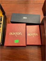 Buxton Leather Wallets and Cross Pen