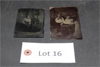 (2) Antique Tin Type Photos