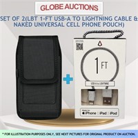 SET OF 2(USBA TO LIGHTNING CABLE+CELL PHONE POUCH)