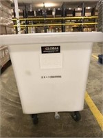 Plastic Box Truck, White, On Casters