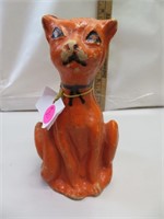 Vintage Halloween (Orange) Paper Mache Cat 7"