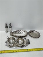 vintage silver pieces, salt and peppers, etc.