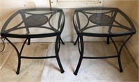 Glass Top Side Table Pair