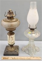2 Antique Kerosene Oil Lamps