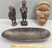 Carved Wood Ethnographic African Figures; Mask etc