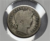 Of) 1892 Barber dime G condition