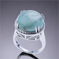 Stunning Large Gemstone Aquaprase Ring Size 7
