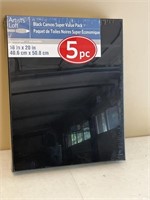 5 Piece Pack of Black Artist’s Canvas